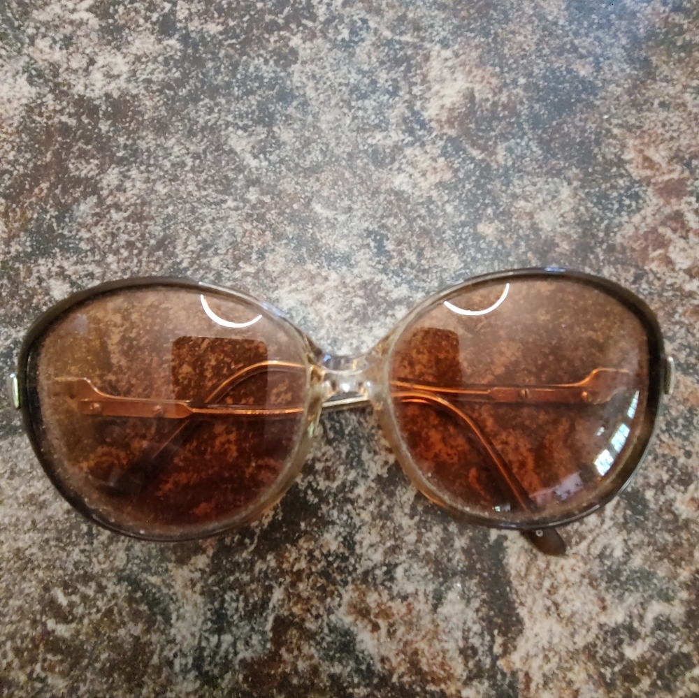 Vintage Yves Saint Laurent Gold and Brown Sunglasses - Picture 2 of 6